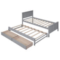 Twin Size Platform Bed With Trundle And Drawers, Gray Gray Pine