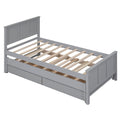 Twin Size Platform Bed With Trundle And Drawers, Gray Gray Pine