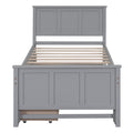 Twin Size Platform Bed With Trundle And Drawers, Gray Gray Pine