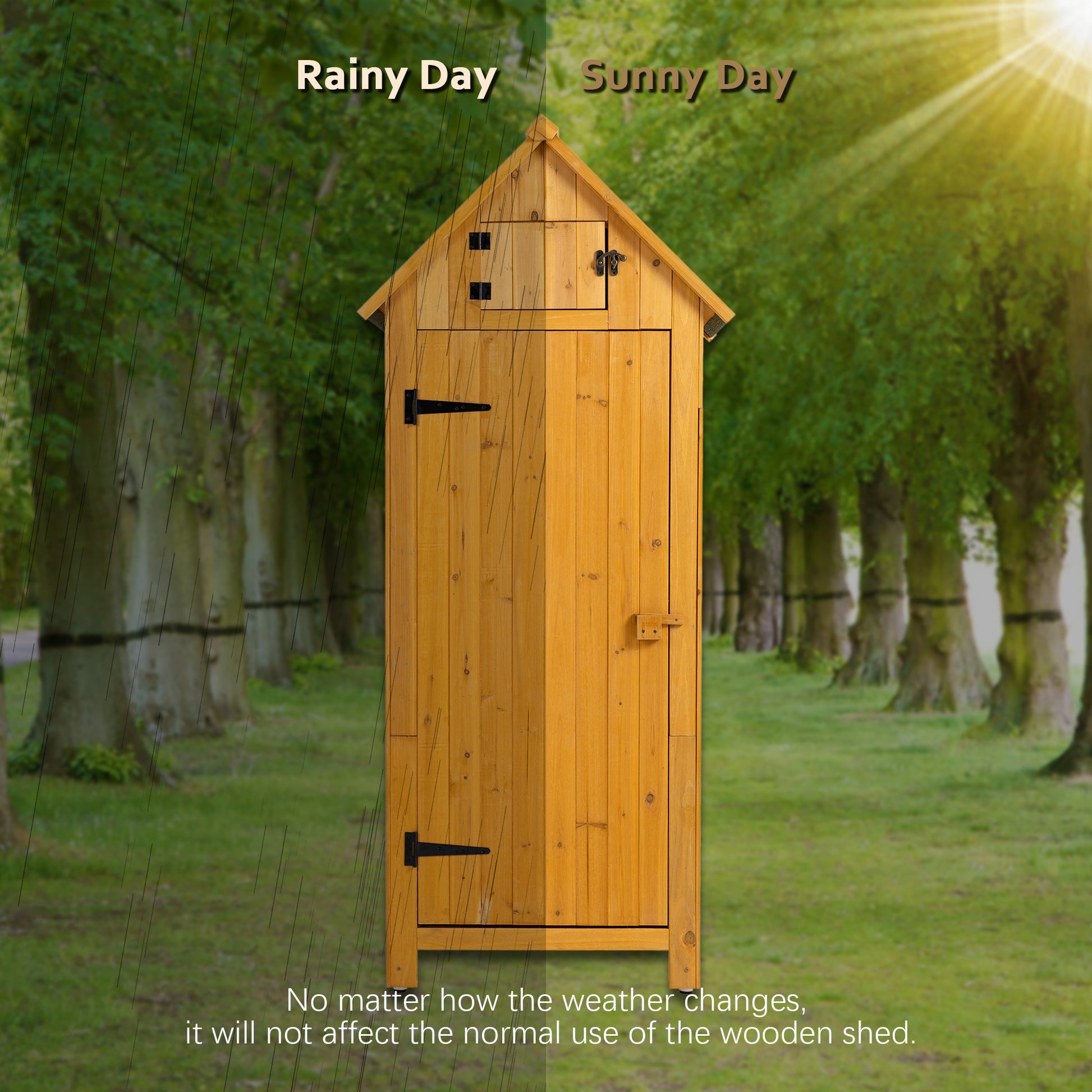 30.3"L X 21.3"W X 70.5"H Outdoor Storage Cabinet Tool Shed Wooden Garden Shed Natural Natural Solid Wood