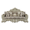 Sorina Sofa W 7 Pillows Velvet, Fabric & Antique Gold Finish Lv01205 Gold Solid Wood