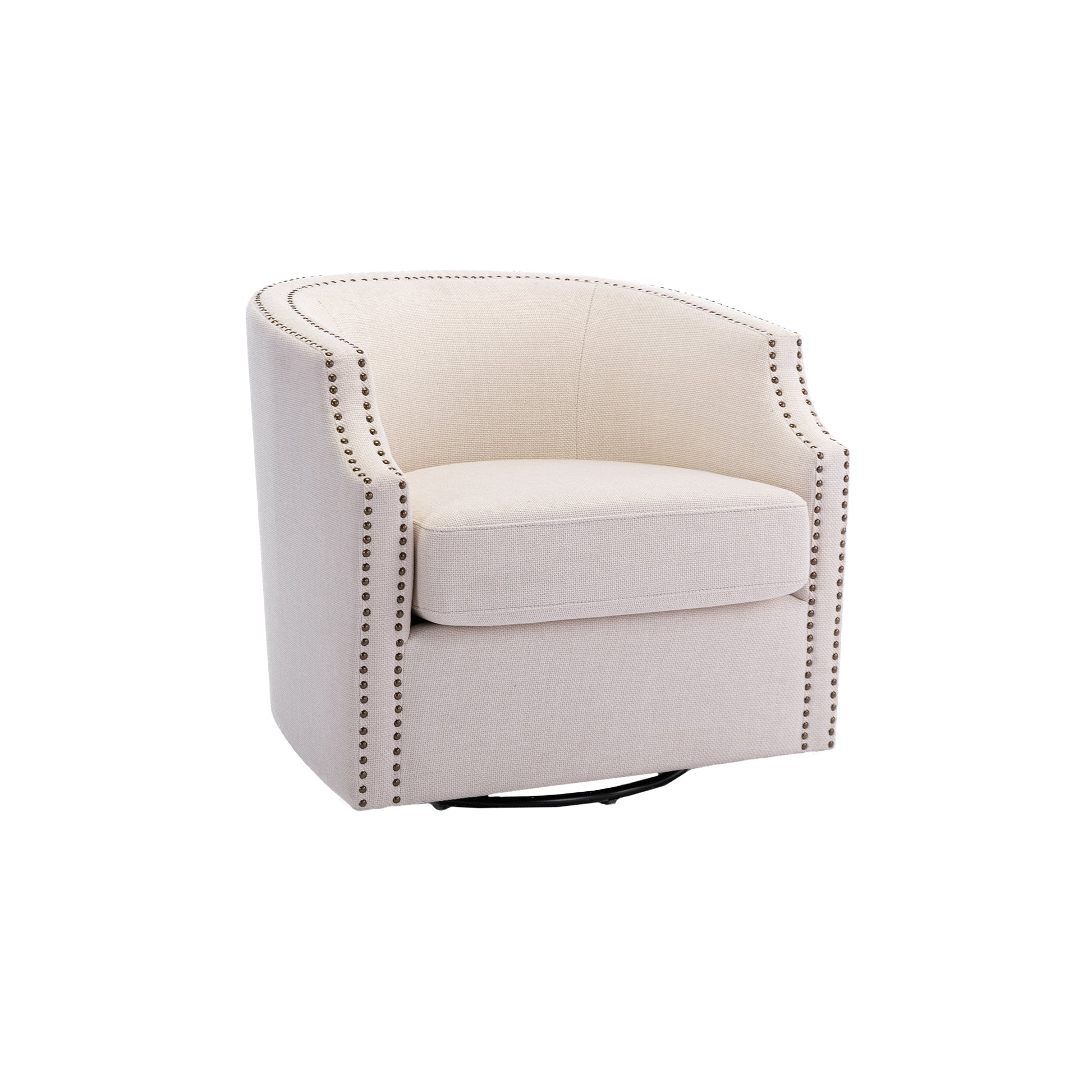 Coolmore Swivel Chair Living Room Chair Beige Metal