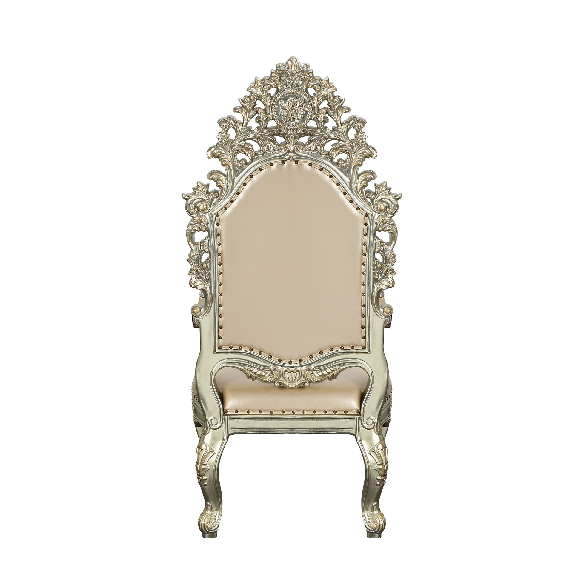 Sorina Arm Chair Set 2 Pu & Antique Gold Finish Dn01210 Gold Solid Wood Mdf