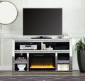 Noralie Tv Stand W Fireplace Mirrored & Faux Diamonds Lv00311 Silver Mdf
