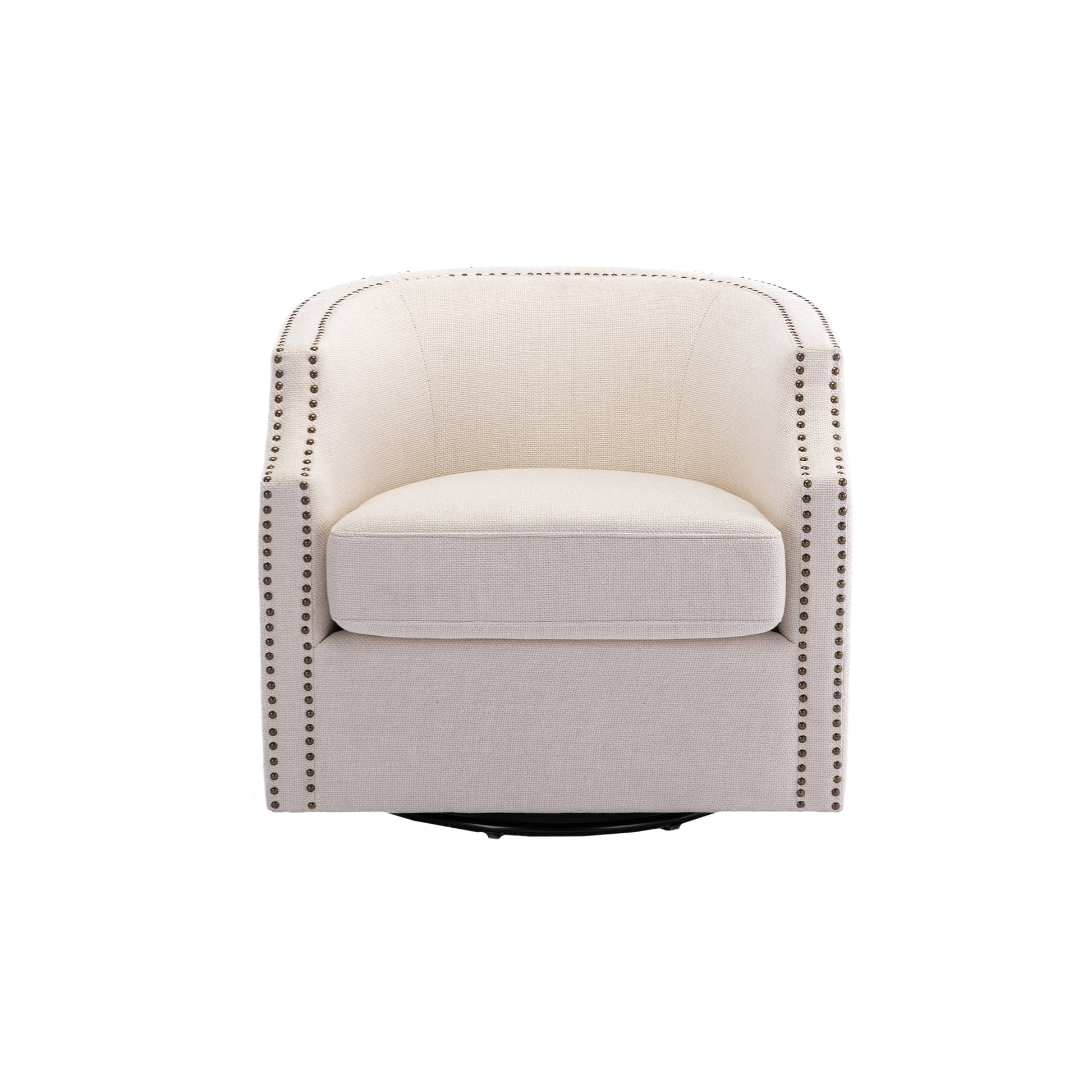 Coolmore Swivel Chair Living Room Chair Beige Metal