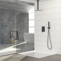 Dual Shower Head 10 Inch Ceiling Mount Square Shower System With Rough In Valve,Matte Black Matte Black Stainless Steel