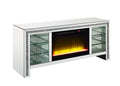 Noralie Tv Stand W Fireplace & Led Mirrored & Faux Diamonds Lv00317 Silver Mdf