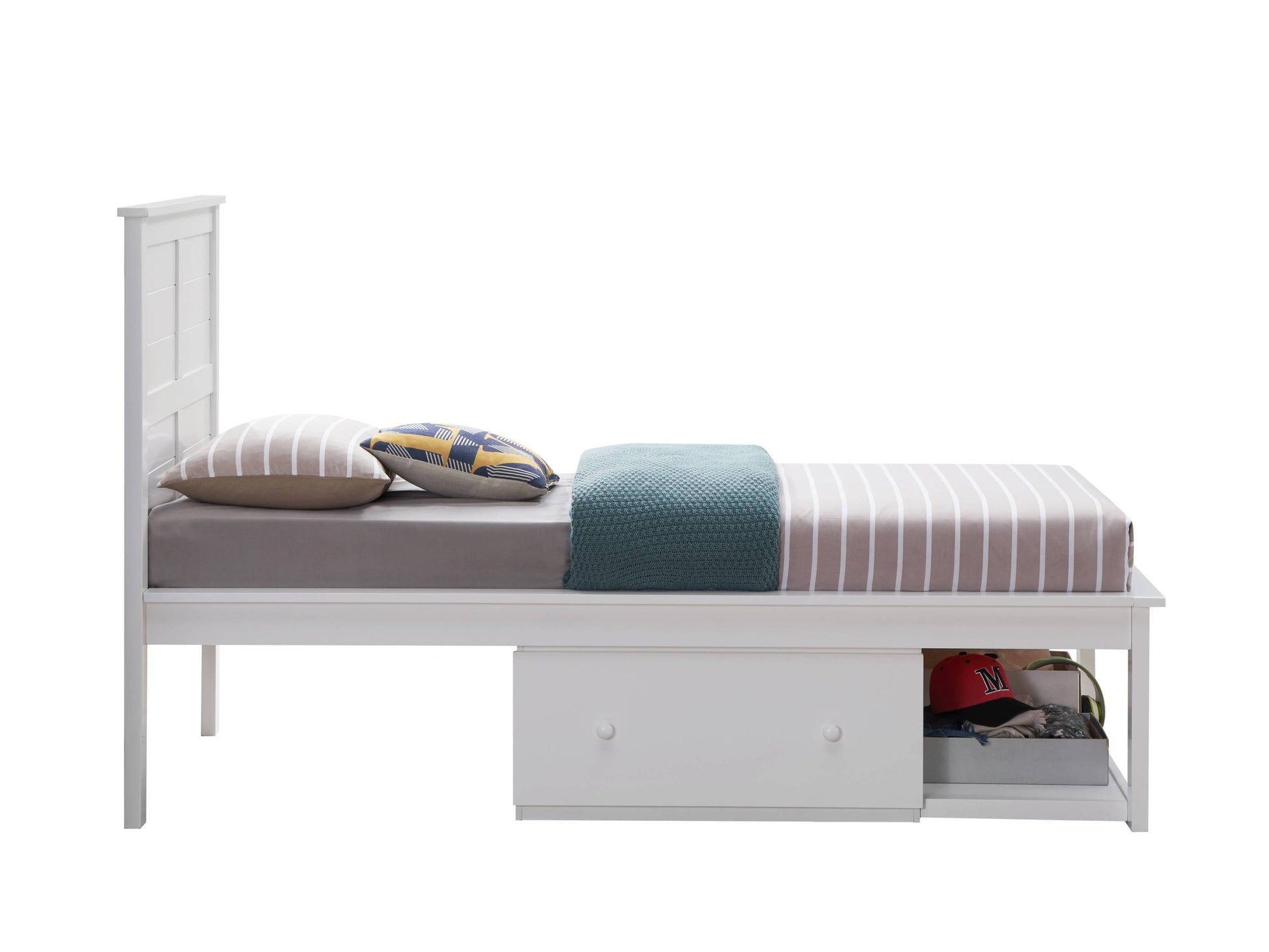 Lolanda Twin Bed White Finish Bd00649T White Solid Wood Mdf