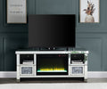 Noralie Tv Stand W Fireplace Mirrored & Faux Diamonds Lv00313 Silver Mdf