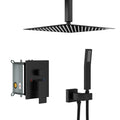 Dual Shower Head 12 Inch Ceiling Mount Square Shower System With Rough In Valve,Matte Black Matte Black Stainless Steel