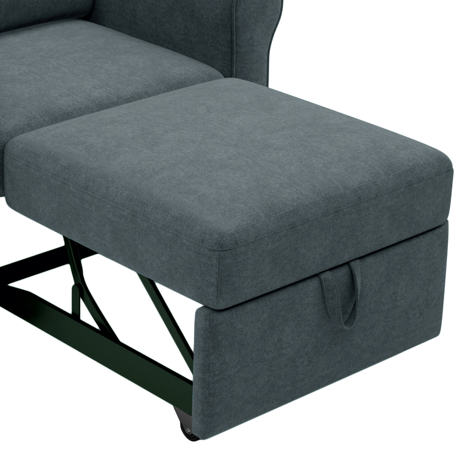 3 In 1 Sofa Bed Chair, Convertible Sleeper Chair Bed,Adjust Backrest Into A Sofa,Lounger Chair,Single Bed,Modern Chair Bed Sleeper For Adults,Deep Blue Old Sku:Wf301161Aad Dark Blue Linen