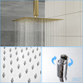 Dual Shower Head 10 Inch Ceiling Mount Square Shower System With Rough In Valve, Gold Gold Stainless Steel