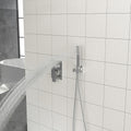 Dual Shower Head 12 Inch Ceiling Mount Square Shower System With Rough In Valve, Chrome Chrome Stainless Steel