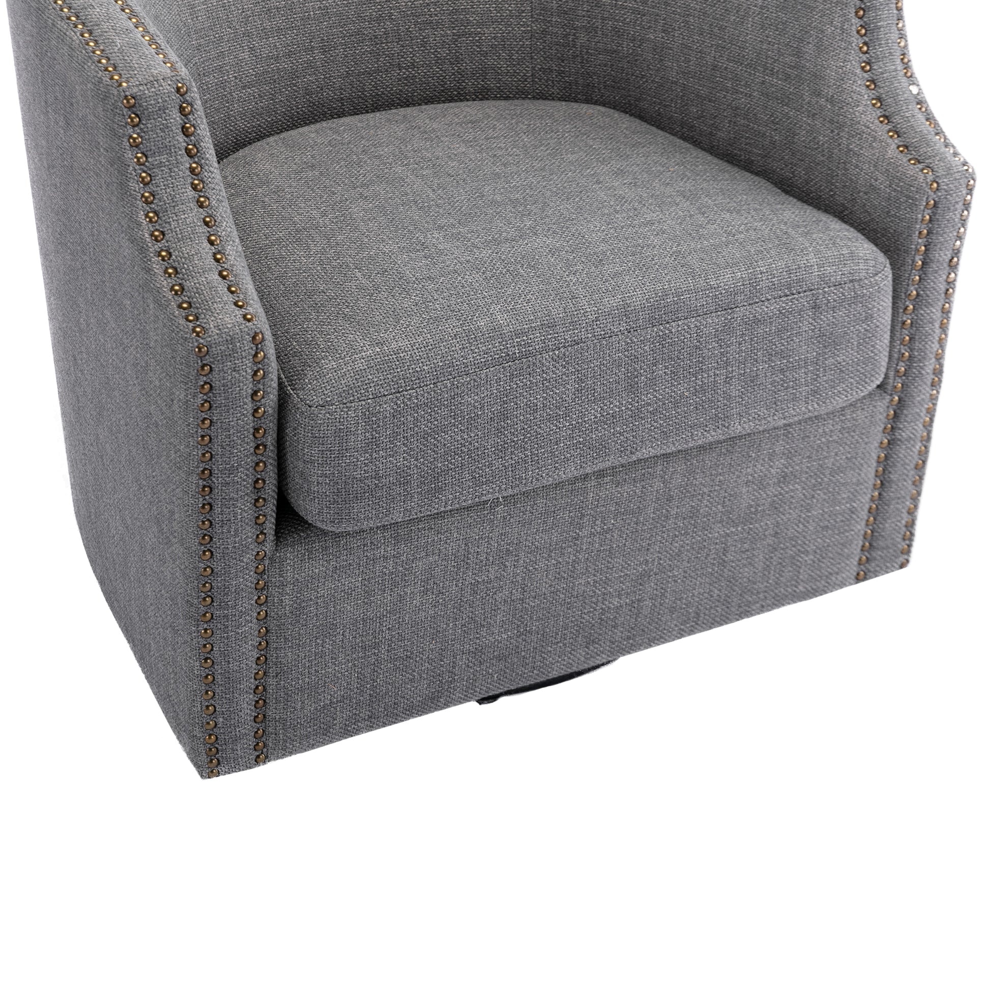 Coolmore Swivel Chair Living Room Chair Dark Gray Metal