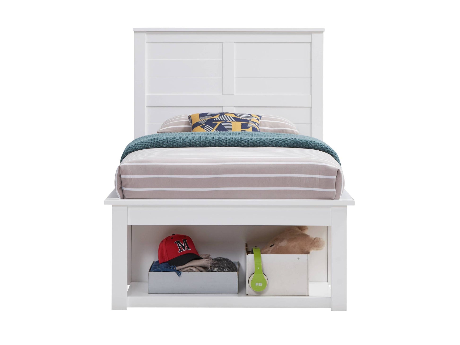 Lolanda Twin Bed White Finish Bd00649T White Solid Wood Mdf