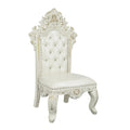 Adara Side Chair Set 2 Pearl White Pu & Antique White Finish Dn01230 Antique White Solid Wood Mdf
