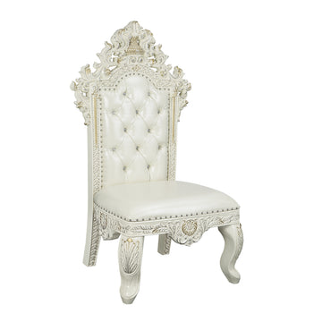 Adara Side Chair Set 2 Pearl White Pu & Antique White Finish Dn01230 Antique White Solid Wood Mdf