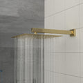 Dual Shower Head 12 Inch Wall Mounted Square Shower System With Rough In Valve,Gold Gold Stainless Steel