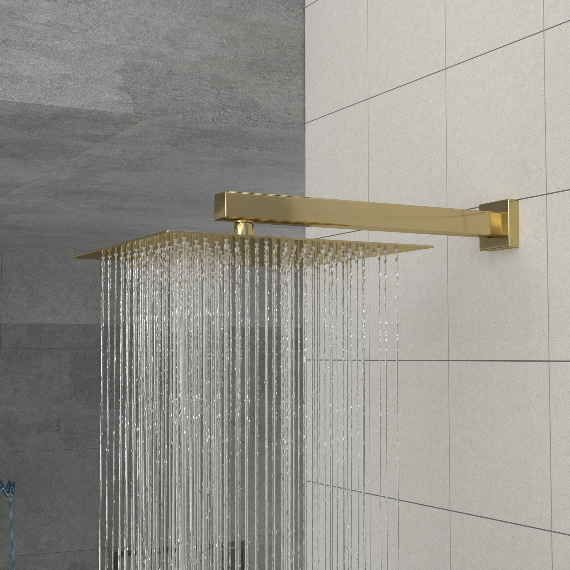 Dual Shower Head 10 Inch Wall Mounted Square Shower System With Rough In Valve,Gold Gold Stainless Steel