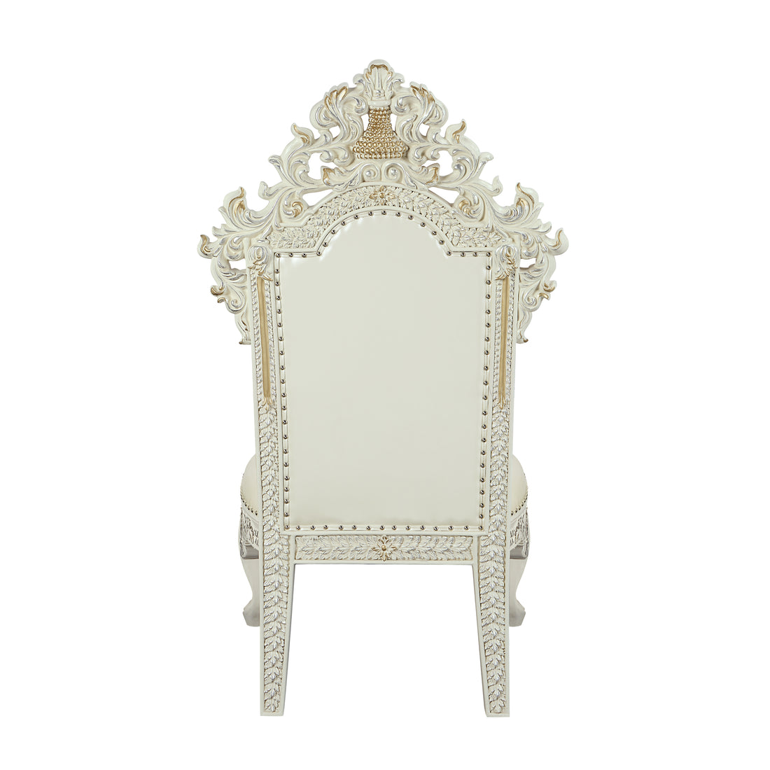 Adara Side Chair Set 2 Pearl White Pu & Antique White Finish Dn01230 Antique White Solid Wood Mdf