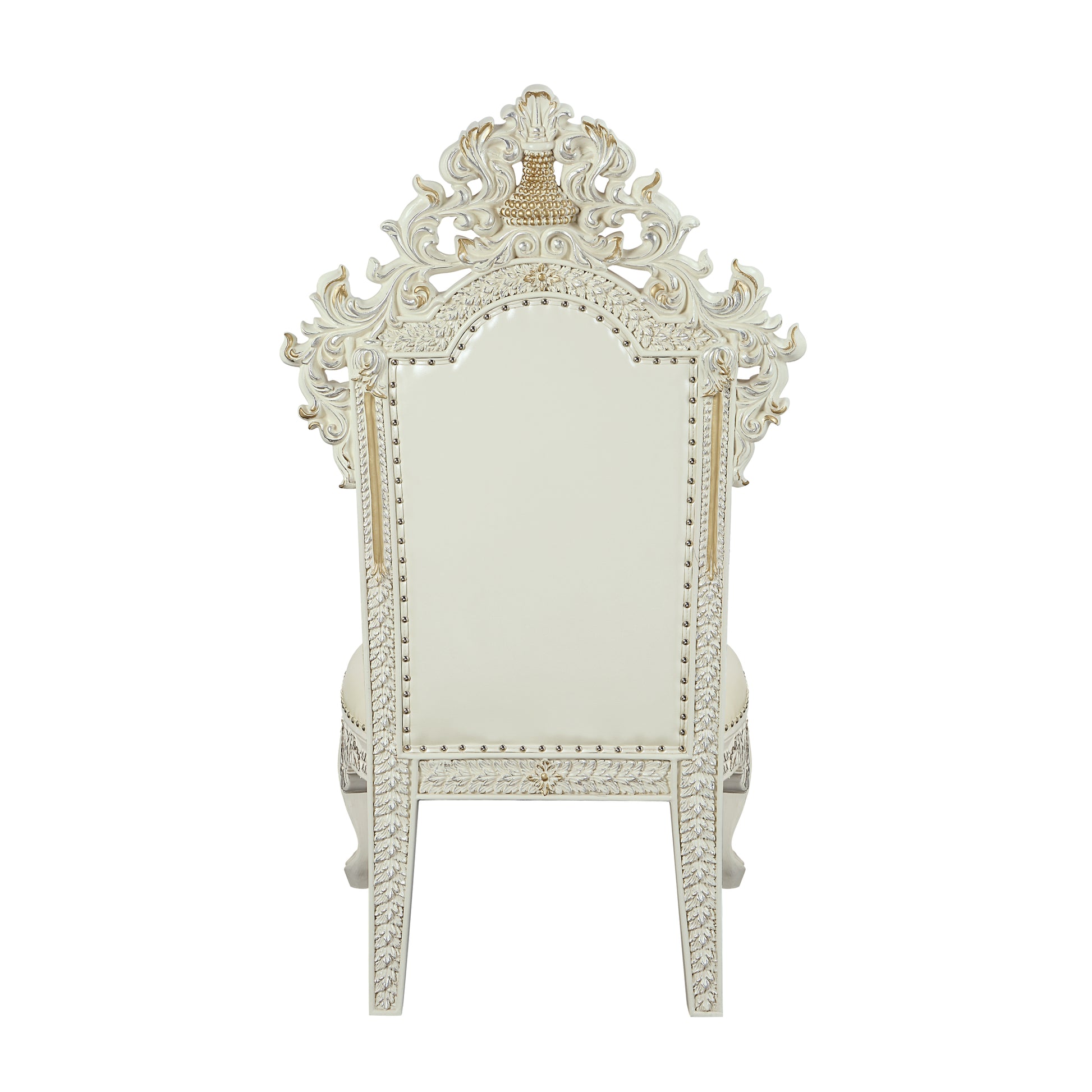 Adara Side Chair Set 2 Pearl White Pu & Antique White Finish Dn01230 Antique White Solid Wood Mdf