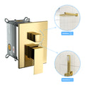 Dual Shower Head 10 Inch Wall Mounted Square Shower System With Rough In Valve,Gold Gold Stainless Steel