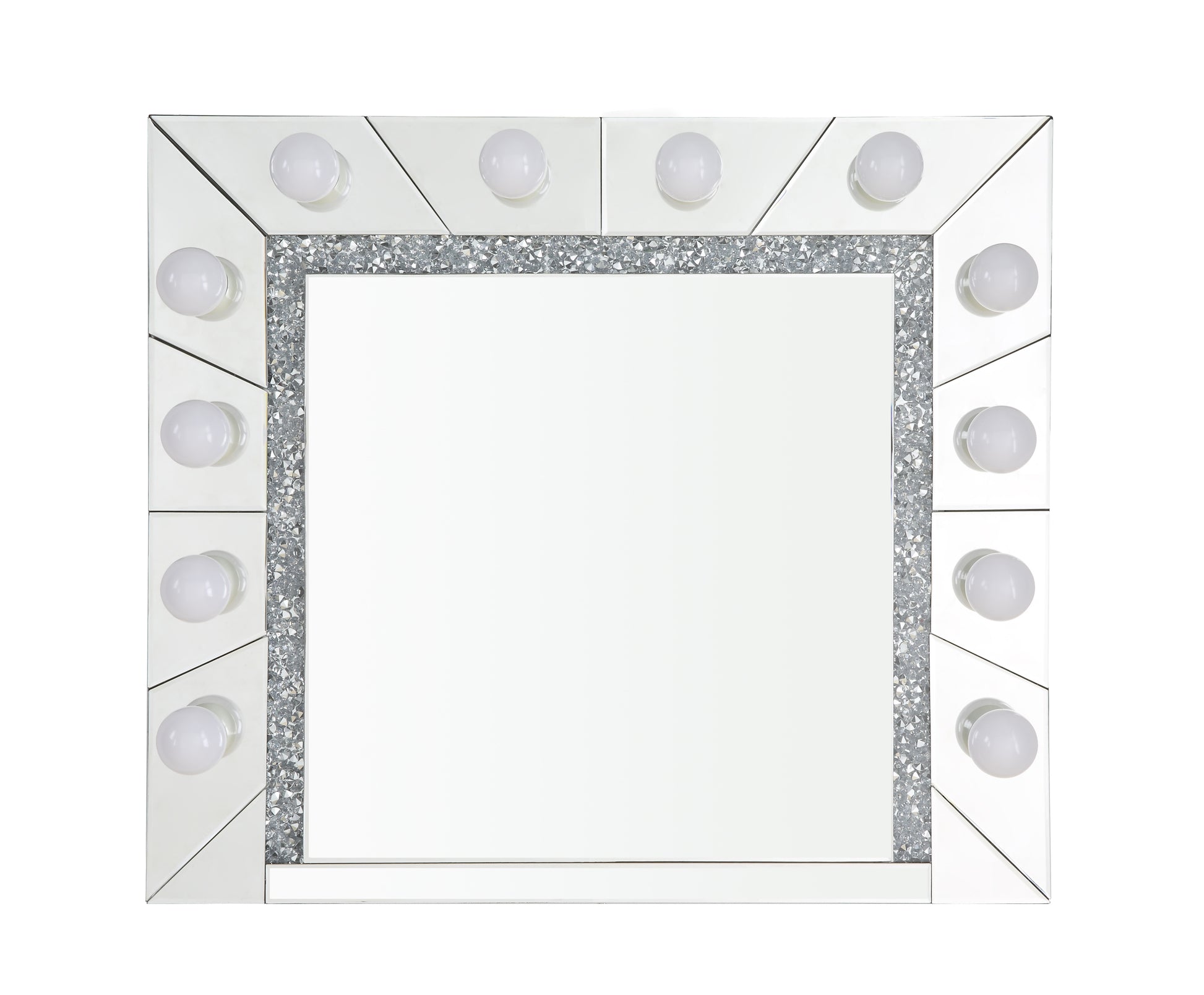 Noralie Accent Mirror Mirrored & Faux Diamonds Ac00762 Silver Glass