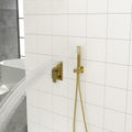 Dual Shower Head 12 Inch Wall Mounted Square Shower System With Rough In Valve,Gold Gold Stainless Steel