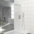 Dual Shower Head 10 Inch Wall Mounted Square Shower System With Rough In Valve,Chrome Chrome Stainless Steel