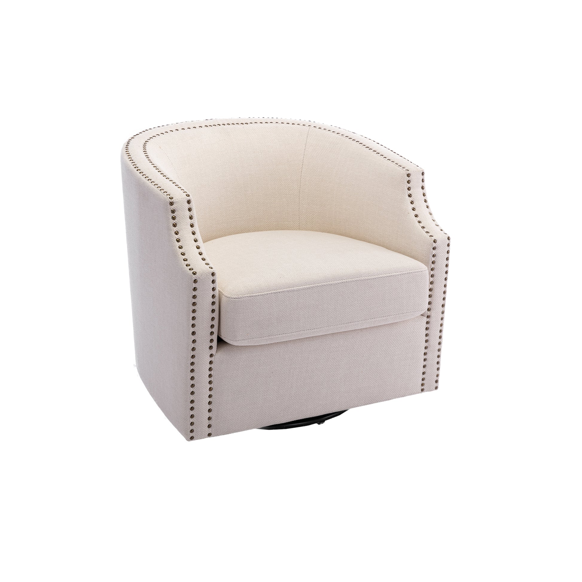 Coolmore Swivel Chair Living Room Chair Beige Metal