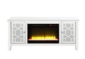 Noralie Tv Stand W Fireplace Mirrored & Faux Diamonds Lv00312 Silver Mdf