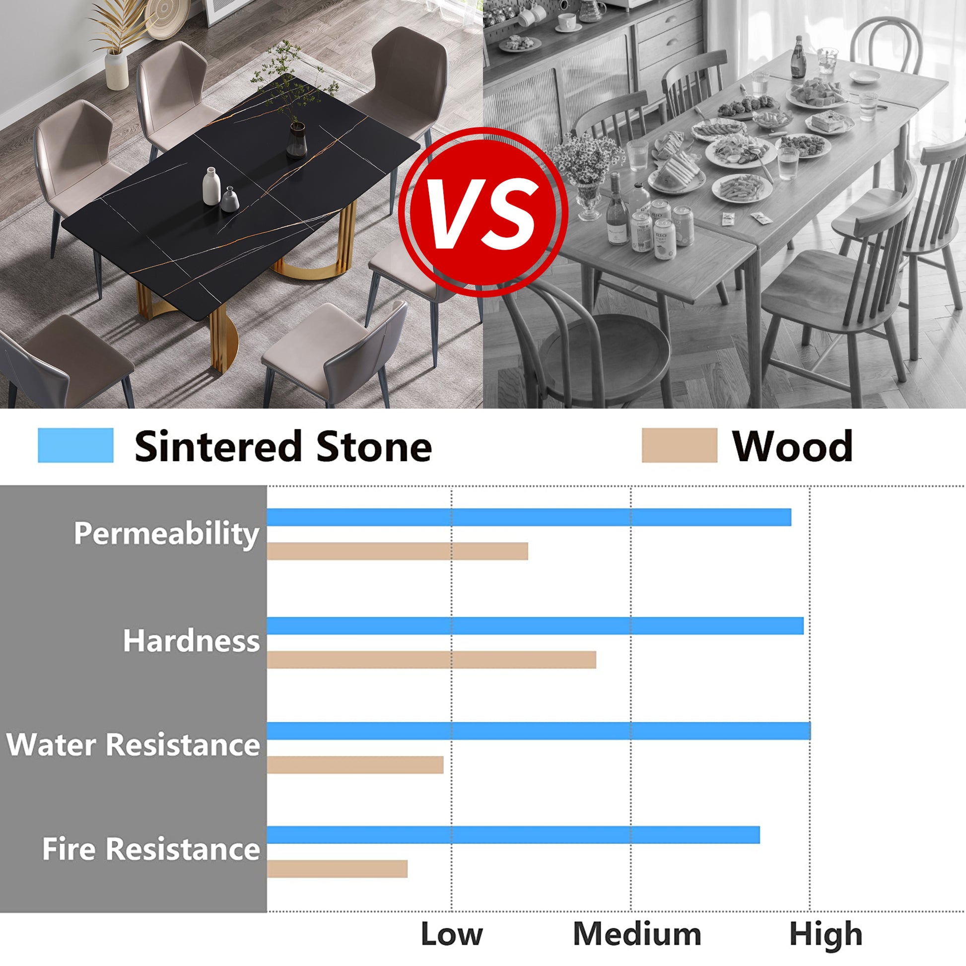 63"Modern Artificial Stone Black Straight Edge Golden Metal Leg Dining Table 6 People Black Metal Sintered Stone