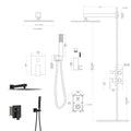 Dual Shower Head 12 Inch Wall Mounted Square Shower System With Rough In Valve, Oil Rubber Bronze Oil Rubbed Bronze Stainless Steel