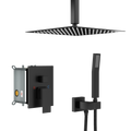 Dual Shower Head 10 Inch Ceiling Mount Square Shower System With Rough In Valve,Matte Black Matte Black Stainless Steel