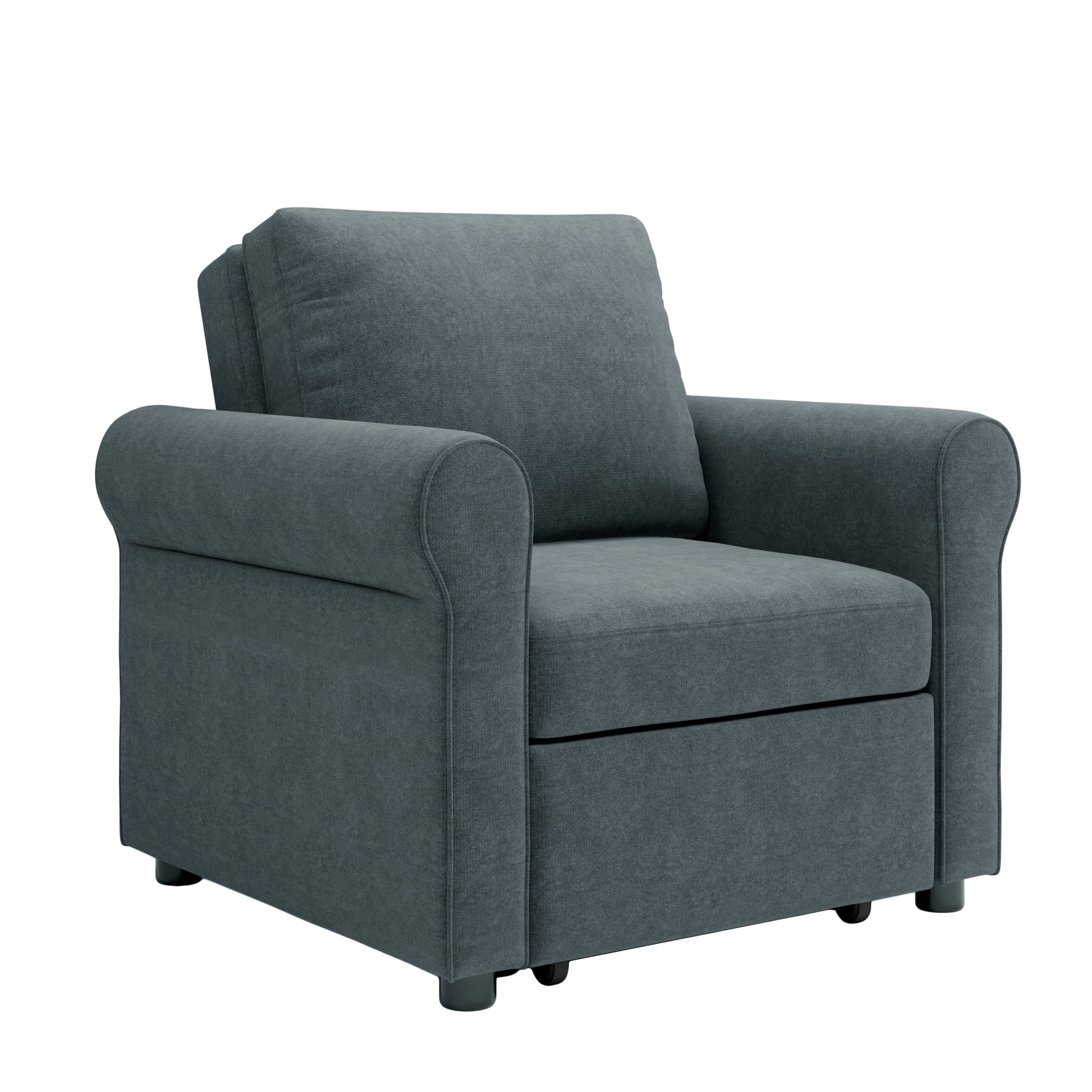 3 In 1 Sofa Bed Chair, Convertible Sleeper Chair Bed,Adjust Backrest Into A Sofa,Lounger Chair,Single Bed,Modern Chair Bed Sleeper For Adults,Deep Blue Old Sku:Wf301161Aad Dark Blue Linen