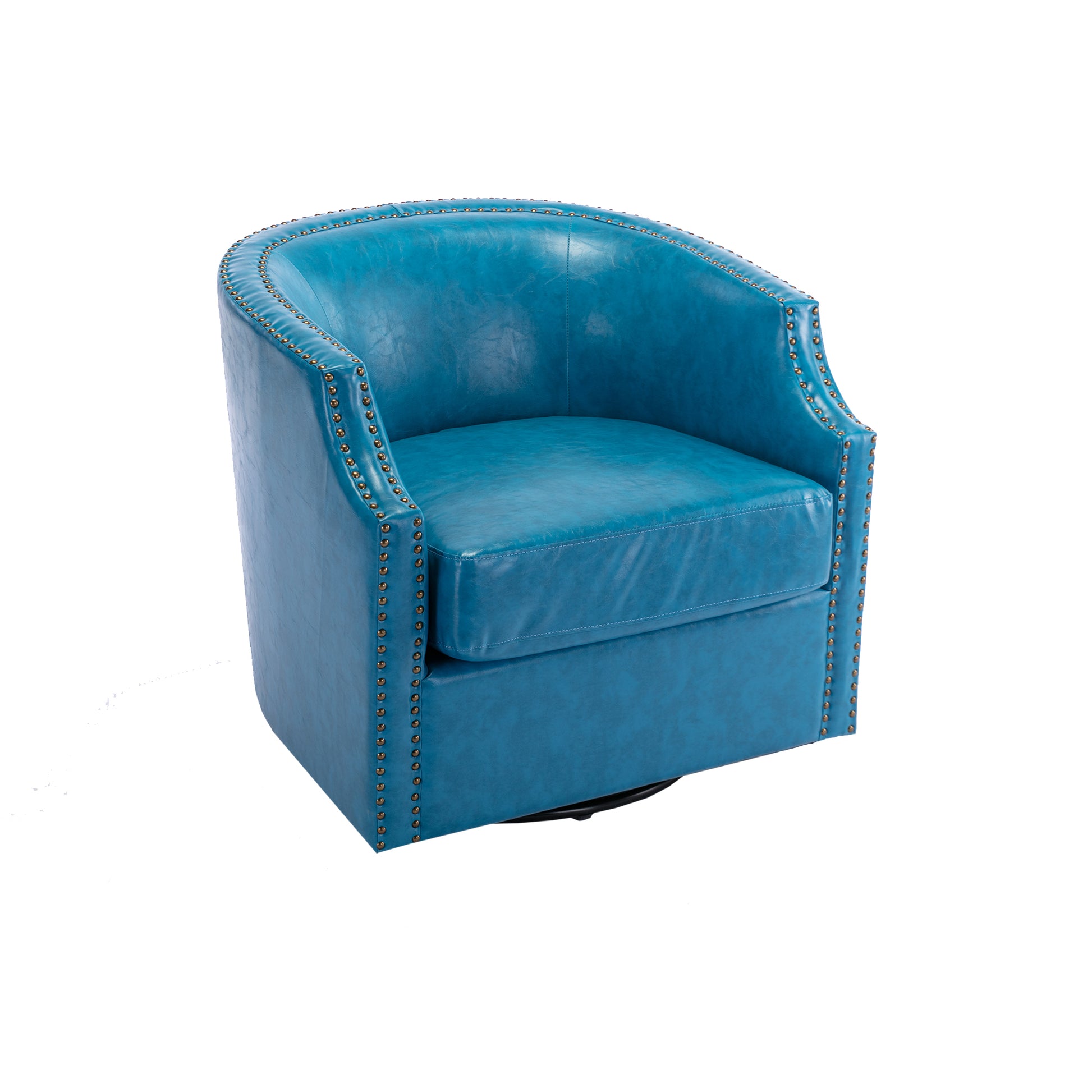 Coolmore Swivel Chair Living Room Chair Light Blue Primary Living Space Foam Pu Leather