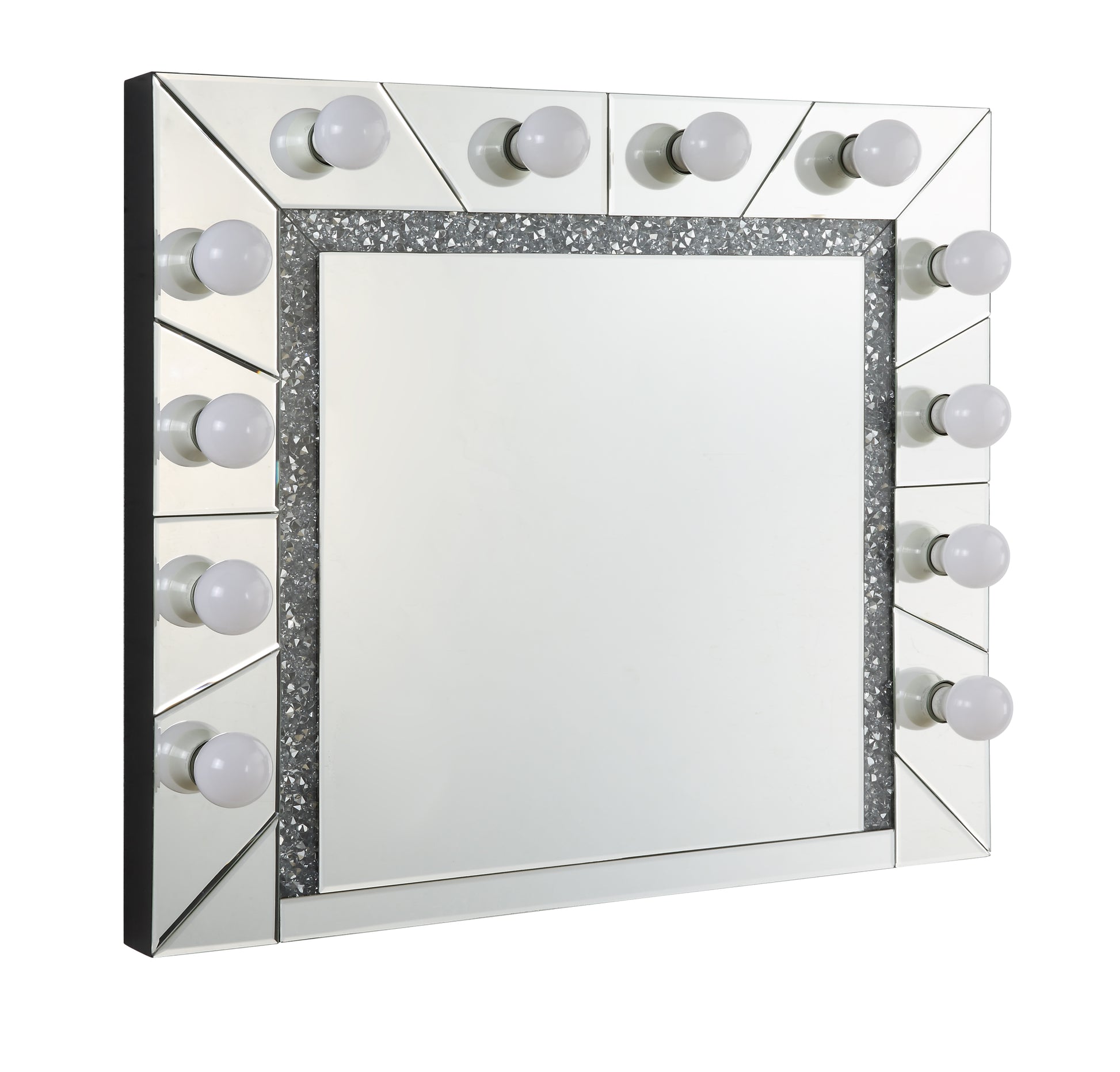 Noralie Accent Mirror Mirrored & Faux Diamonds Ac00762 Silver Glass