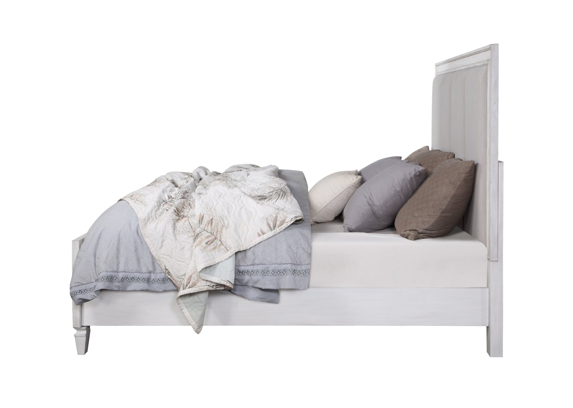 Katia Queen Bed Light Gray Linen, Rustic Gray & Weathered White Finish Bd00660Q Light Gray Linen