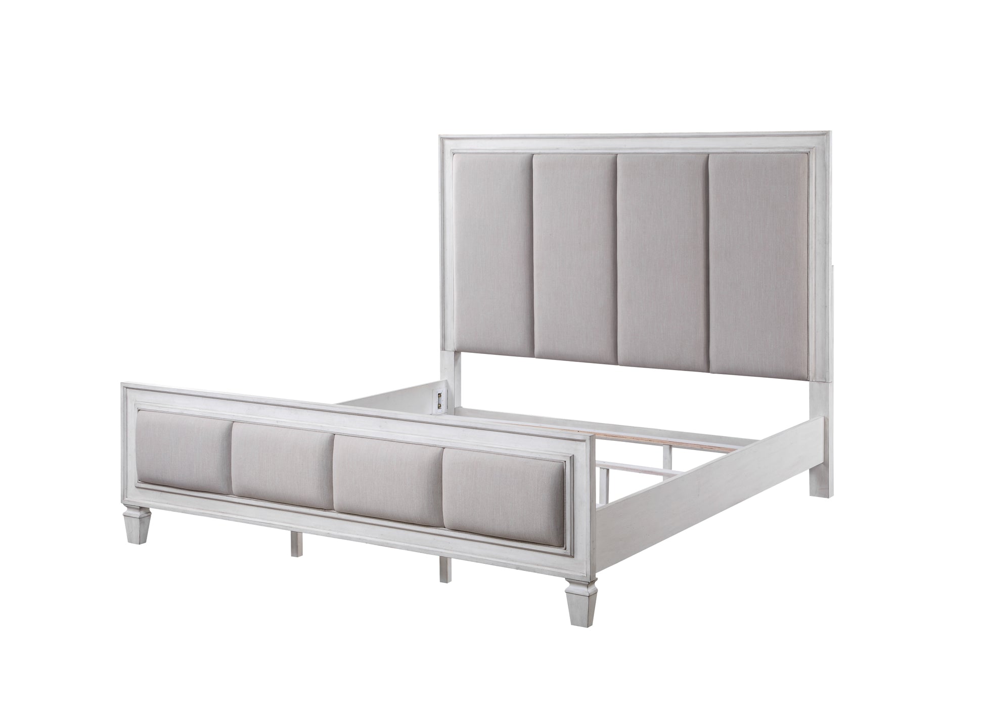 Katia Ck Bed Light Gray Linen, Rustic Gray & Weathered White Finish Bd00658Ck Light Gray Linen
