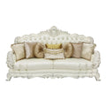 Adara Sofa W 7 Pillows Pearl White Pu & Antique White Finish Lv01224 Antique White Pu