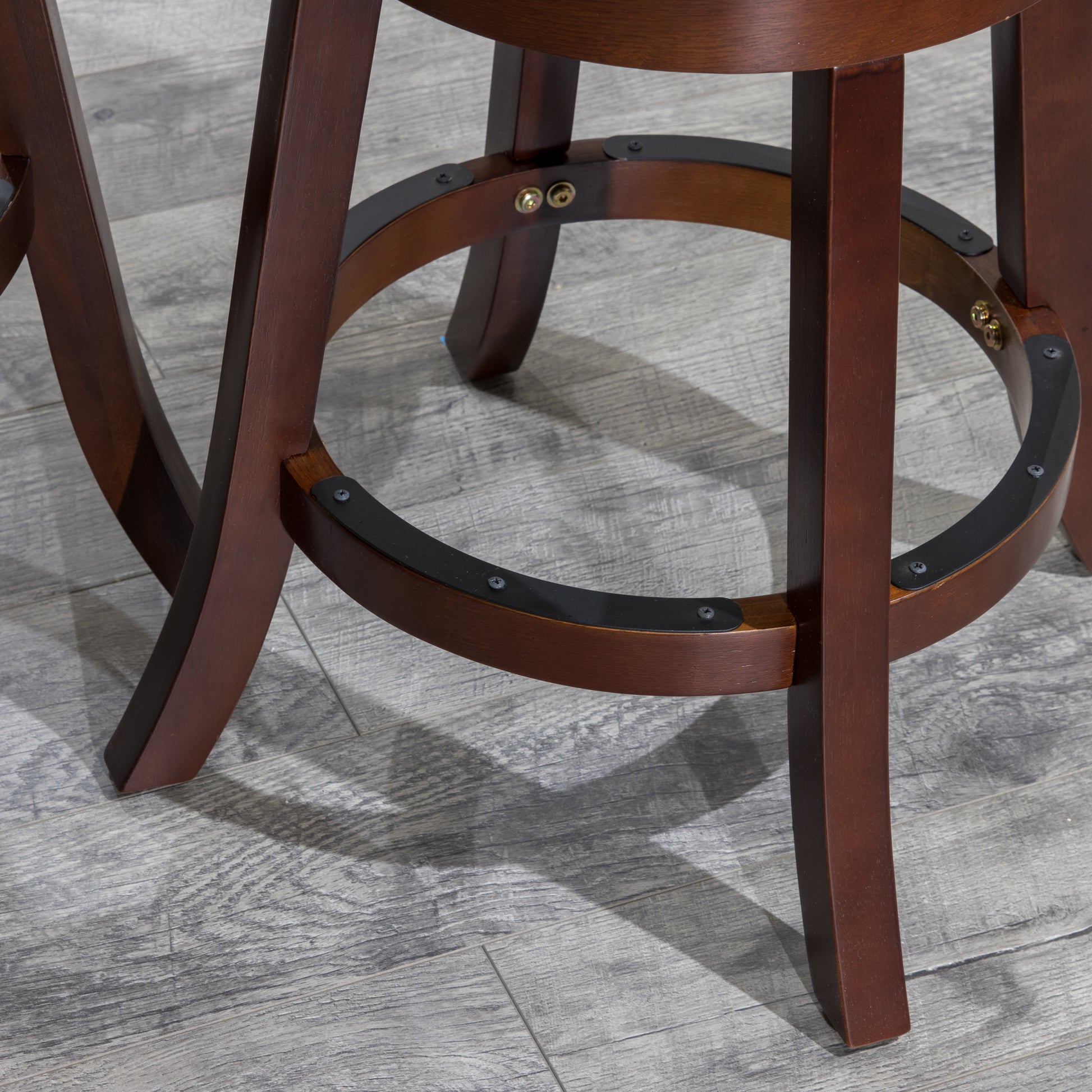 24" Counter Height Slat Back Swivel Stool, Cherry Finish, Charcoal Fabric Seat Cherry Fabric