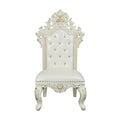 Adara Side Chair Set 2 Pearl White Pu & Antique White Finish Dn01230 Antique White Solid Wood Mdf
