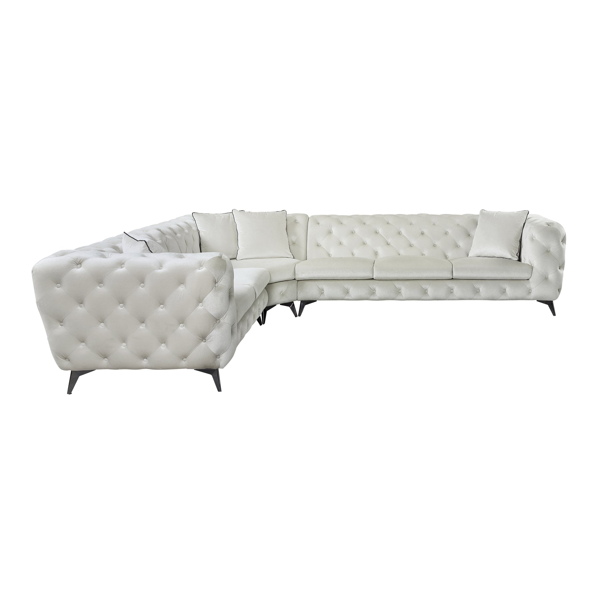 Atronia Sectional Sofa W 4 Pillows Beige Fabric Lv01160 Beige Fabric