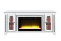 Noralie Tv Stand W Fireplace & Led Mirrored & Faux Diamonds Lv00315 Silver 60 69 Inches Mdf