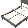 Full Size Upholstered Platform Bed With Storage Headboard And Usb Port, Linen Fabric Upholstered Bed Gray Gray Linen
