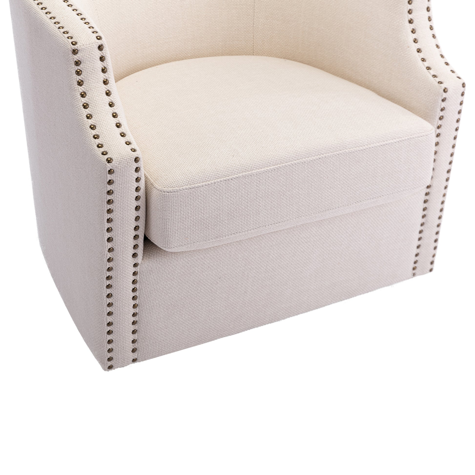 Coolmore Swivel Chair Living Room Chair Beige Metal