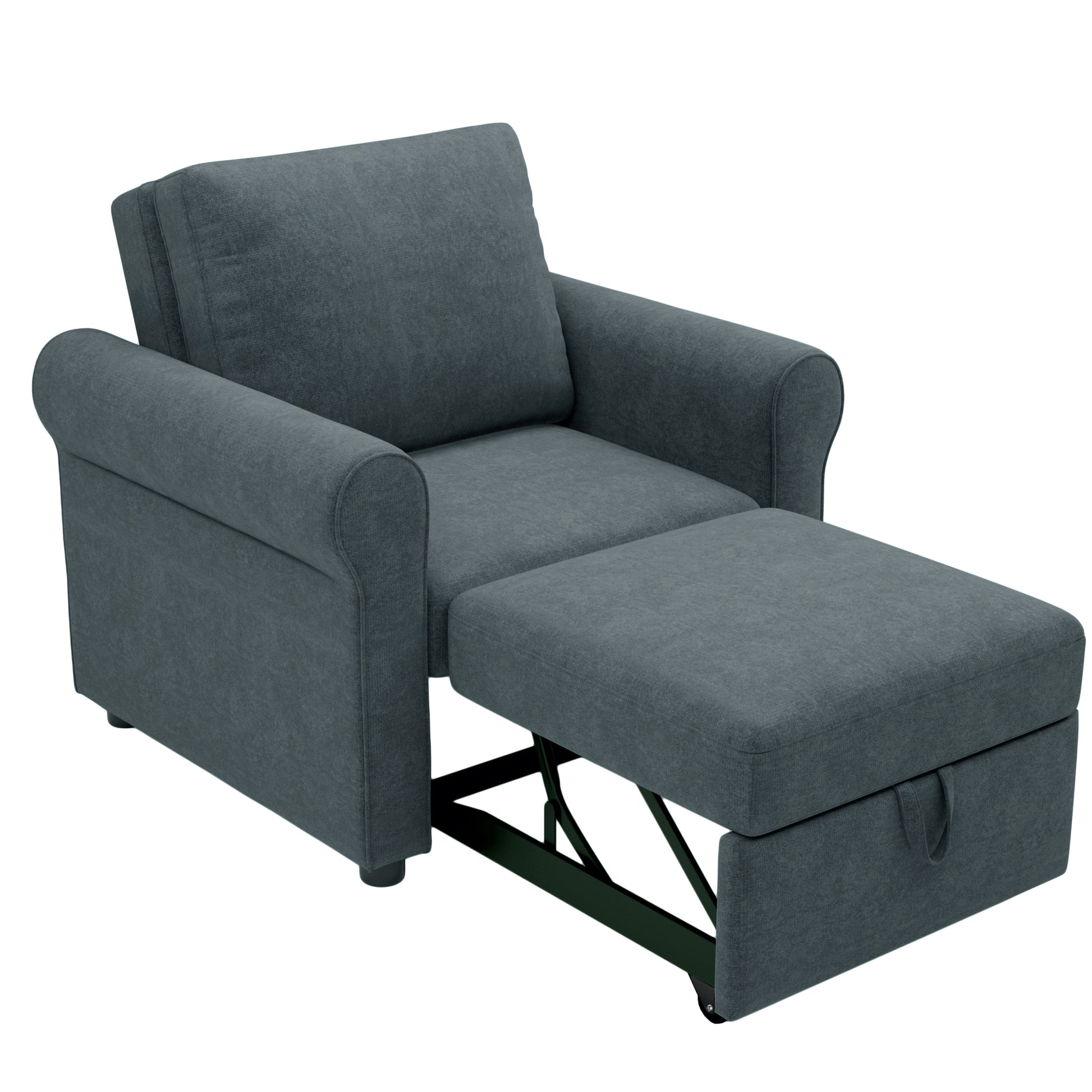 3 In 1 Sofa Bed Chair, Convertible Sleeper Chair Bed,Adjust Backrest Into A Sofa,Lounger Chair,Single Bed,Modern Chair Bed Sleeper For Adults,Deep Blue Old Sku:Wf301161Aad Dark Blue Linen