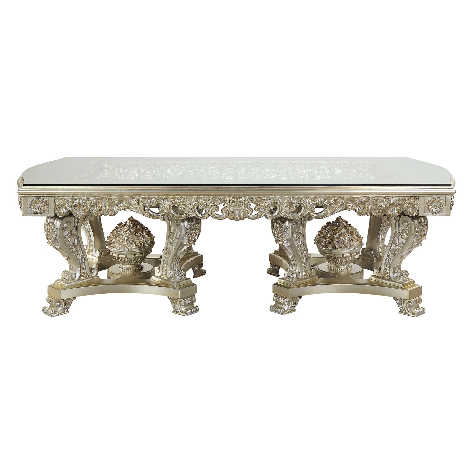 Sorina Dining Table Antique Gold Finish Dn01208 Gold Mdf