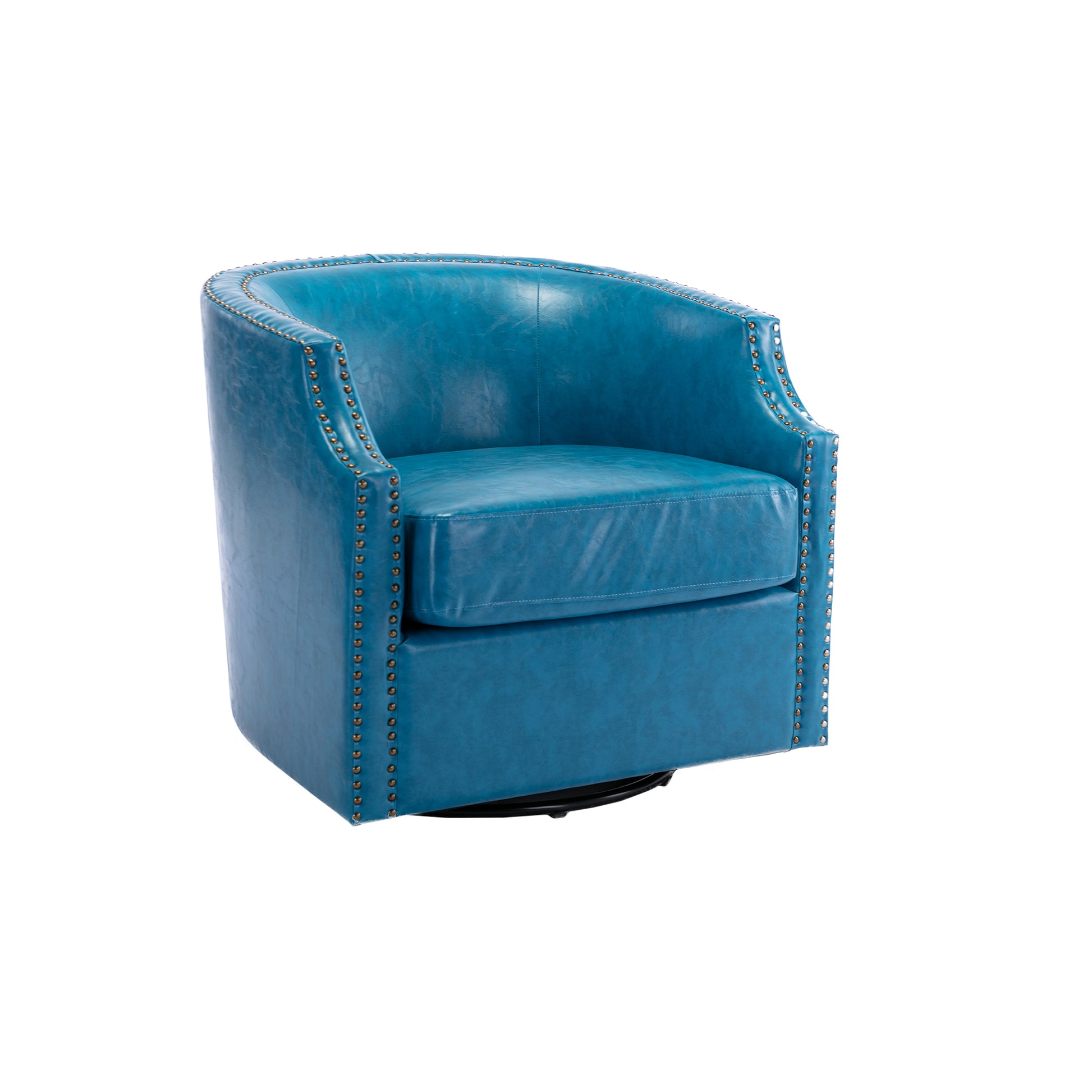Coolmore Swivel Chair Living Room Chair Light Blue Primary Living Space Foam Pu Leather