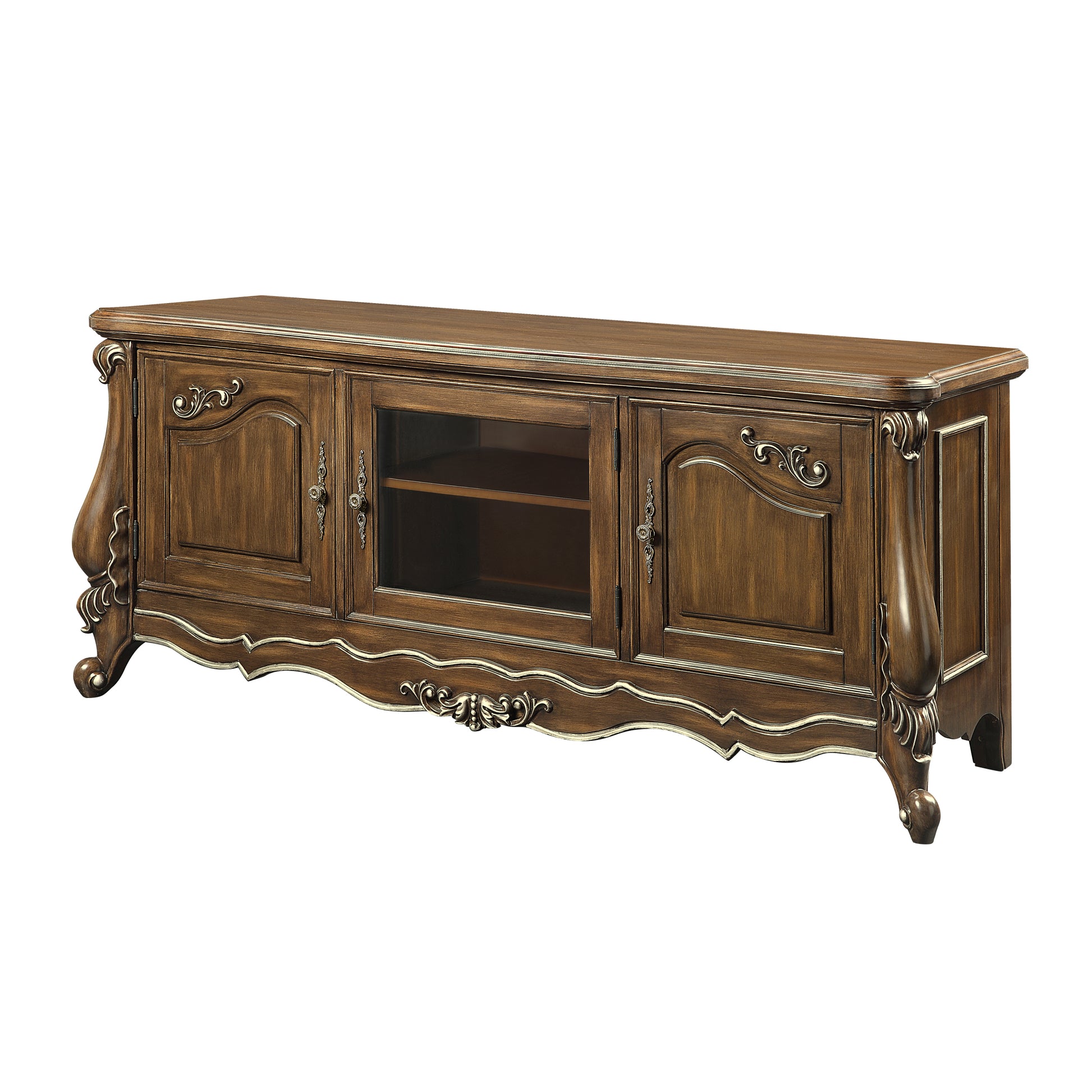 Latisha Tv Stand Antique Oak Finish Lv01413 Oak Solid Wood Mdf